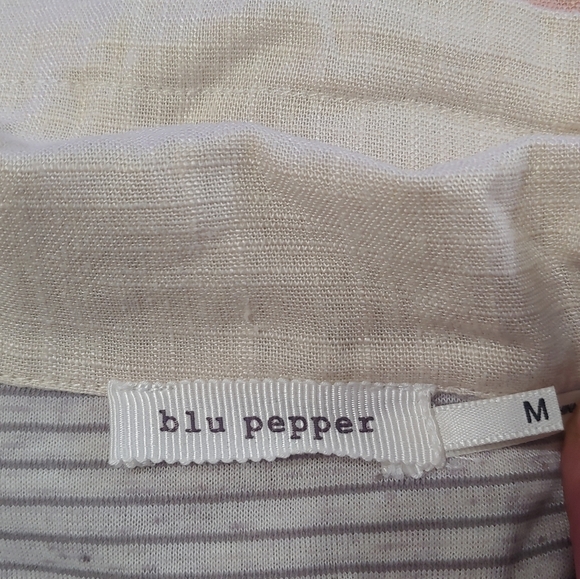 Blu Pepper Color Block Linen Light Pink Tan Utility Jacket Size Women Medium NEW - Picture 12 of 13